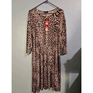 Esteez Womens 3/4 Sleeve Animal Print Dress. Size 3x